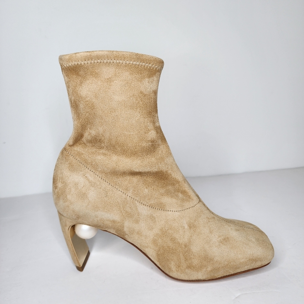 Nicholas Kirkwood Maeva Tan Ankle Boots with Pearl Heel Size 36